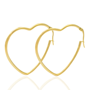 Boucles d'oreilles en acier Inox coeur Dor&eacute;
