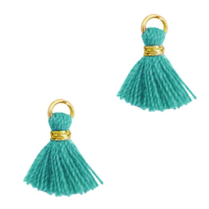 Pompons 1cm Dor&eacute;-vert jade