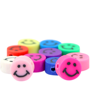 Perles en polym&egrave;re smiley Multicolore