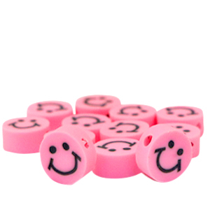 Perles en polym&egrave;re smiley Rose n&eacute;on