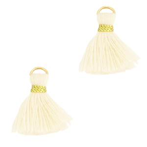Pompons 1.5cm Dor&eacute;-blanc cass&eacute;