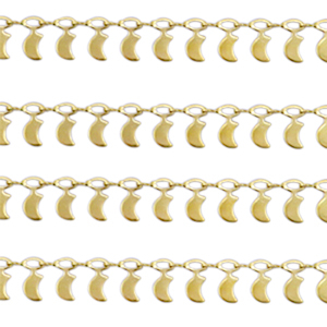 Appr&ecirc;ts en acier Inox cha&icirc;ne maille jaseron lune Dor&eacute;
