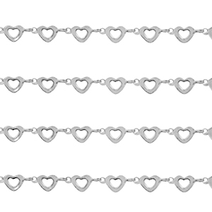 Appr&ecirc;ts en acier Inox cha&icirc;ne maille jaseron coeurs Argent&eacute;