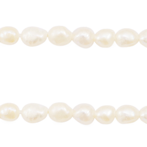 BQ Perles d'eau douce nugget ovale 4-5x3-4mm Blanc naturel