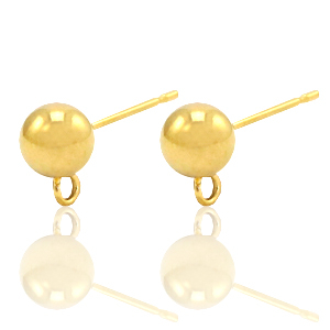 Boucles d'oreilles en acier Inox avec anneau Dor&eacute;