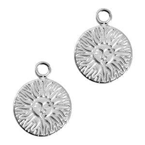 Breloques en acier Inox soleil Argent&eacute;