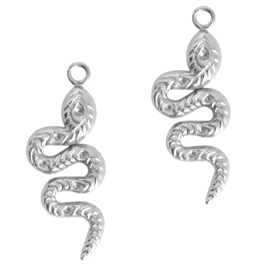 Breloques en acier Inox serpent Argent&eacute;