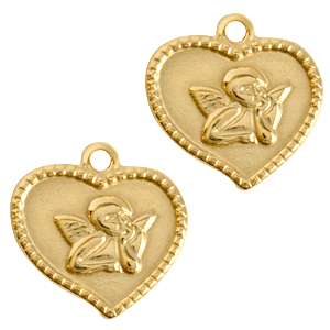 Breloques en acier Inox coeur Dor&eacute;