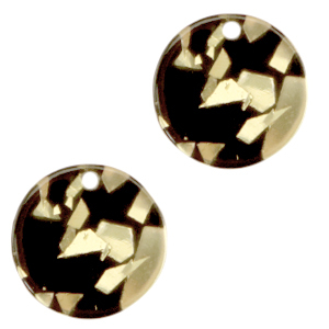 Pendentifs en r&eacute;sine rond 12mm Noir champagne