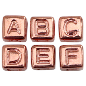 Perles lettres acryliques Dor&eacute; rose m&eacute;tallique