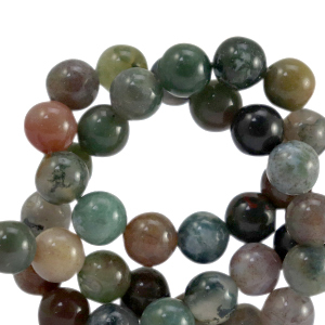 Pierres naturelles Calc&eacute;doine (Jaspe) 8mm Multicolore vert-marron