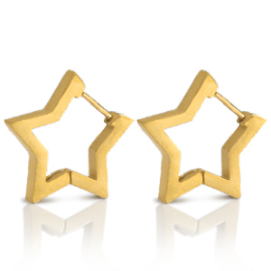 Boucles d'oreilles en acier Inox &eacute;toile Dor&eacute;