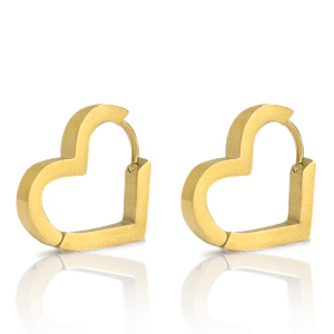Boucles d'oreilles en acier Inox coeur Dor&eacute;