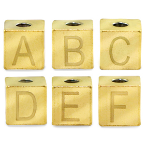 Perles lettres en acier Inox alphabet Dor&eacute;