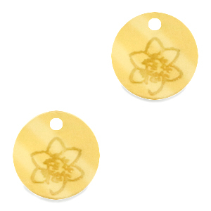 Breloques Plexx 12mm Fleur de naissance D&eacute;cembre - Narcisse Dor&eacute;