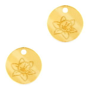 Breloques Plexx 12mm Fleur de naissance Mars - Jonquille Dor&eacute;