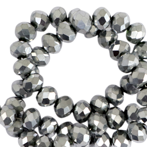 Perles &agrave; facettes 8x6mm disque Heishi Argent&eacute;-pearl shine coating