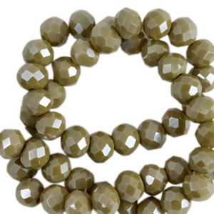 Perles &agrave; facettes 6x4mm disque Heishi Vert mousse-pearl shine coating