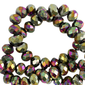 Perles &agrave; facettes 4x3mm disque Heishi Dor&eacute;-AB coating