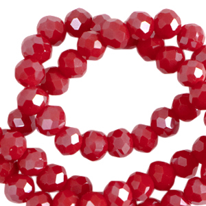 Perles &agrave; facettes 3x2mm disque Heishi Rouge cramoisi-pearl shine coating