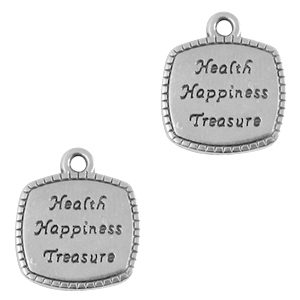 Breloques en m&eacute;tal DQ carr&eacute; "wishes" Argent&eacute; antique (sans nickel)
