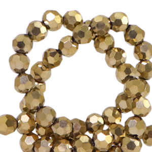 Perles &agrave; facettes rondes 4mm Dor&eacute; antique m&eacute;tallis&eacute;-pearl shine coating