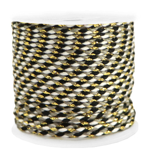 Cordon tress&eacute; tendance 2mm Dor&eacute;-noir