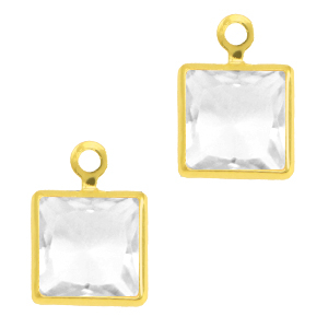 Pendentifs en verre Crystal Glass carr&eacute; Cristal-dor&eacute;