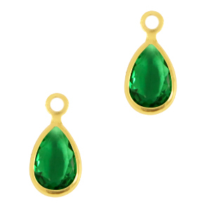 Pendentifs en verre Crystal Glass goutte Vert classique-dor&eacute;