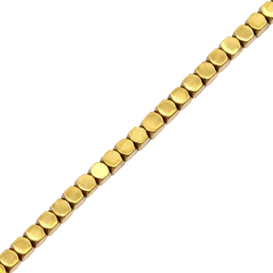 Perles h&eacute;matites cube 2mm Dor&eacute;