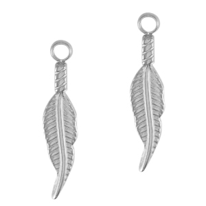 Breloques en acier Inox plume Argent&eacute;