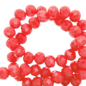 Perles &agrave; facettes 6x4mm disque Heishi Rouge vermillon-pearl shine coating