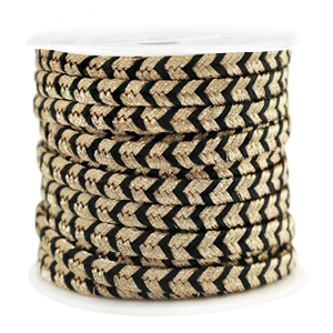 Fil macram&eacute; tress&eacute; 4mm Dor&eacute;-noir