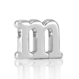 Perles alphabet en m&eacute;tal DQ M Argent&eacute; antique (sans nickel)