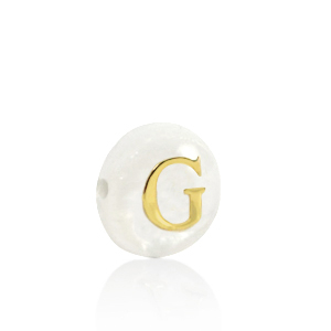 Perles coquillage lettre G Dor&eacute;-blanc (couleur naturelle)