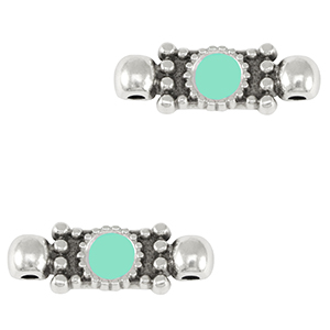 Breloques en m&eacute;tal DQ connecteur Argent&eacute; antique-bleu veraman (sans nickel)