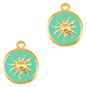 Breloques en m&eacute;tal DQ soleil Dor&eacute;-bleu veraman (sans nickel)