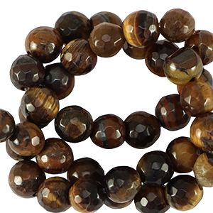 Pierres naturelles &OElig;il de tigre 6mm facett&eacute;es Marron dor&eacute;