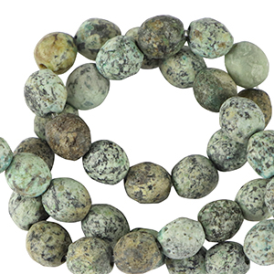 Pierres naturelles Jaspe Dalmatien 6mm facett&eacute;es Vert maya multicolore