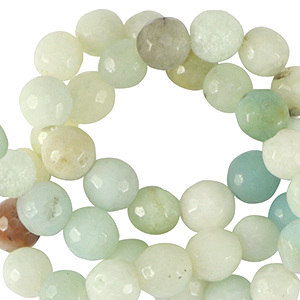 Pierres naturelles Calc&eacute;doine (Quartz) 6mm facett&eacute;es Bleu turquoise multicolore