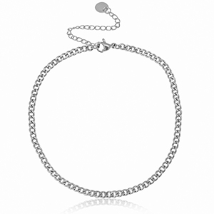 Chaines de cheville en acier Inox jaseron maillons Argent&eacute;