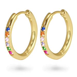 Boucles d'oreilles en acier Inox cr&eacute;oles zirconium 21mm Dor&eacute;