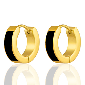 Boucles d'oreilles en acier Inox Noir-dor&eacute;
