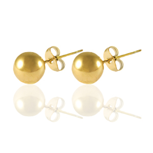 Boucles d'oreilles / puces d&rsquo;oreilles en acier Inox 6mm Dor&eacute;