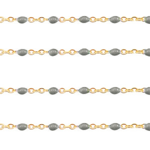 Appr&ecirc;ts en acier inox cha&icirc;ne maille jaseron 1mm&nbsp;Vert olive-dor&eacute;
