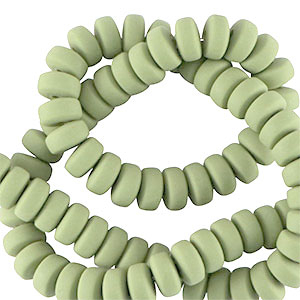 Perles en polym&egrave;re rondelles 7mm Vert cendre