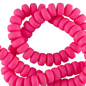 Perles en polym&egrave;re rondelles 7mm Rose n&eacute;on