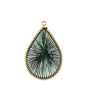 Pendentifs au crochet avec fil macram&eacute; goutte Vert fonc&eacute;