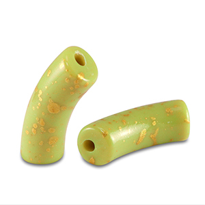 Perles acryliques tube brillante Vert lime-dor&eacute;