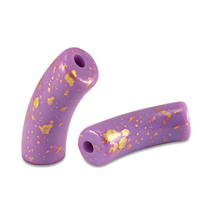 Perles acryliques tube brillante Violet-dor&eacute;